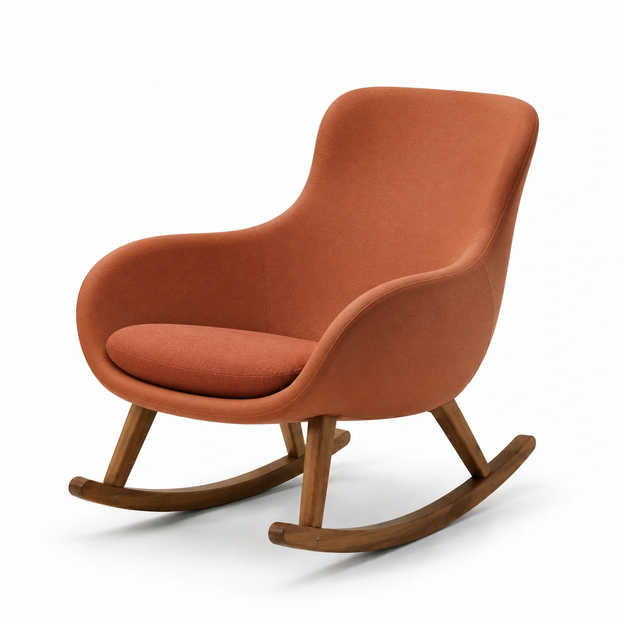 Silla Mecedora de Madera y Poliéster Terracota