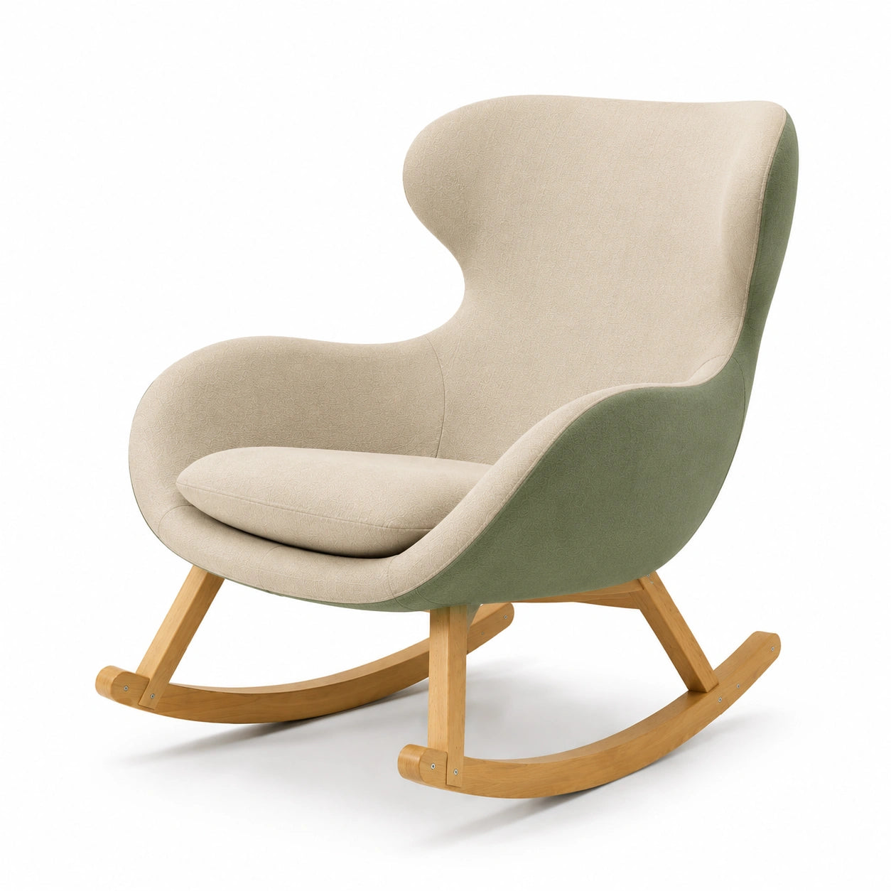 Silla mecedora de tela poliéster con base de madera