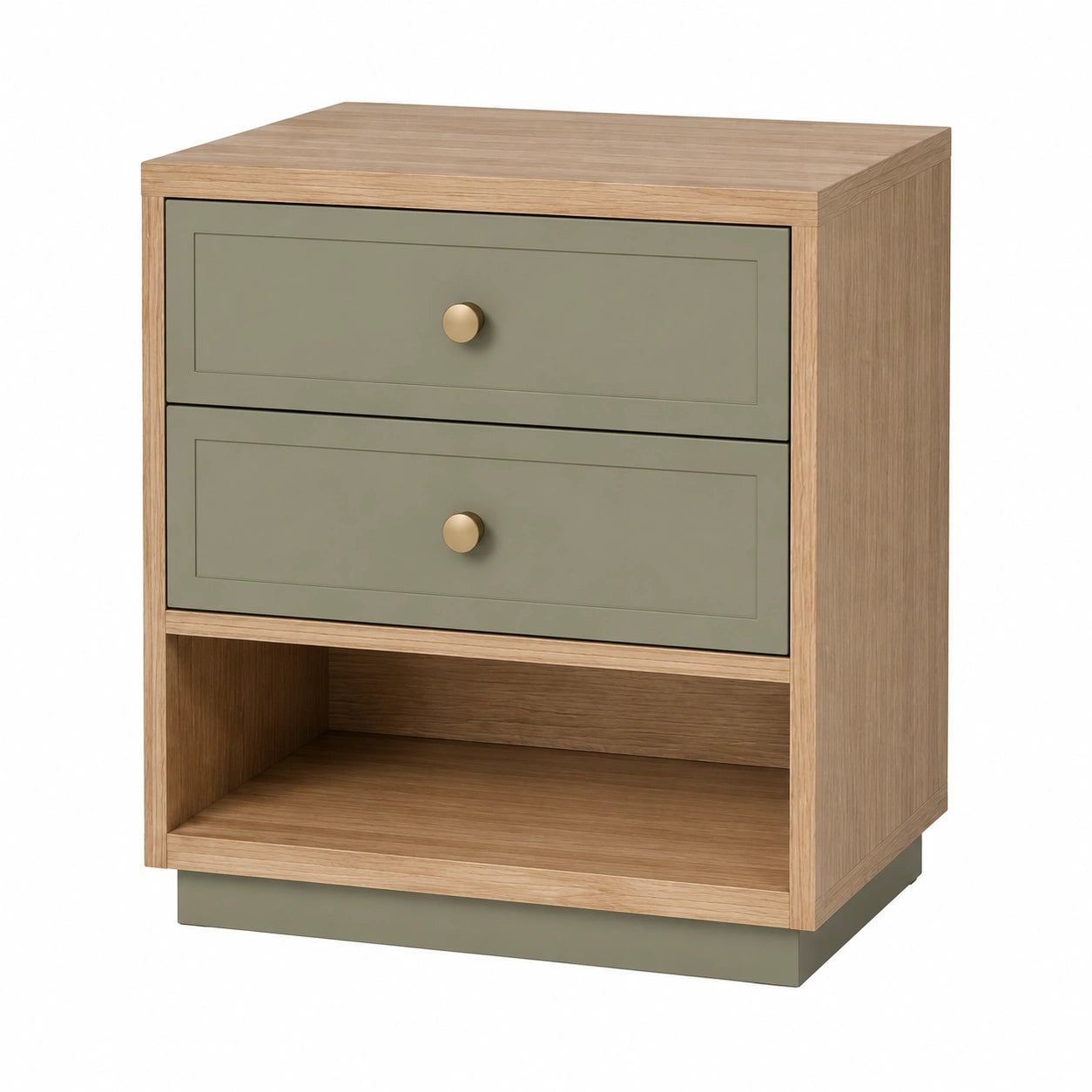 Mesita de Noche con MDF y Metal Beige/Roble