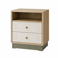 Mesita de noche de madera de roble y MDF con 2 cajones