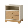 Mesa de noche de madera con cajones de melamina beige