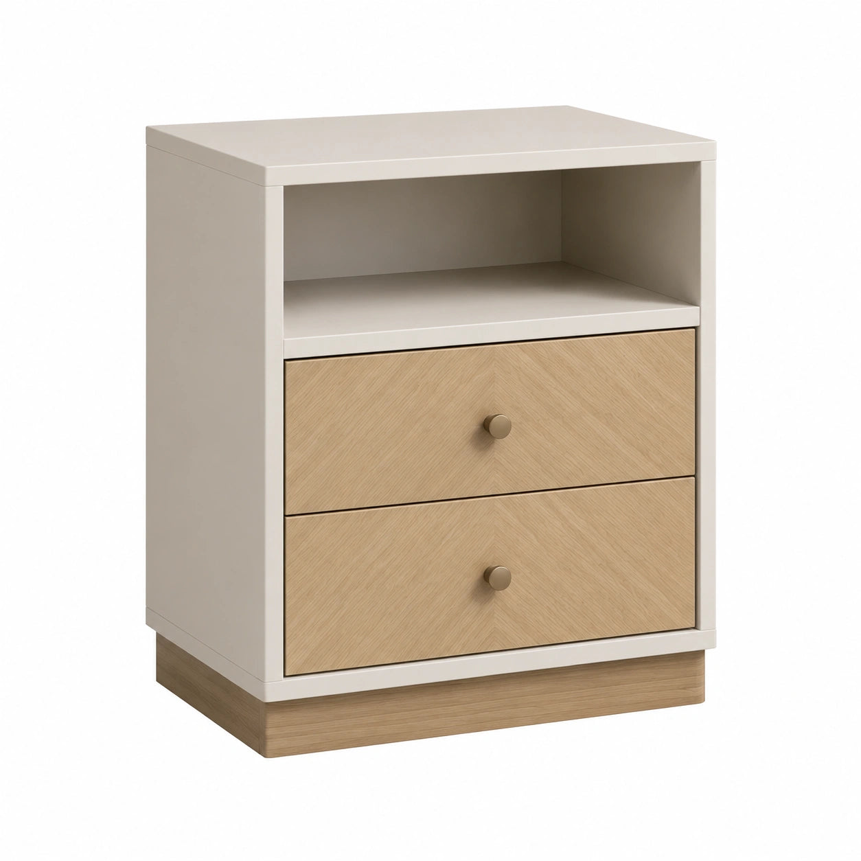 Mesita de noche de MDF con cajones azul y beige