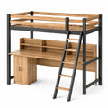 Cama alta con escritorio de madera y MDF Beige 200x100x150 cm