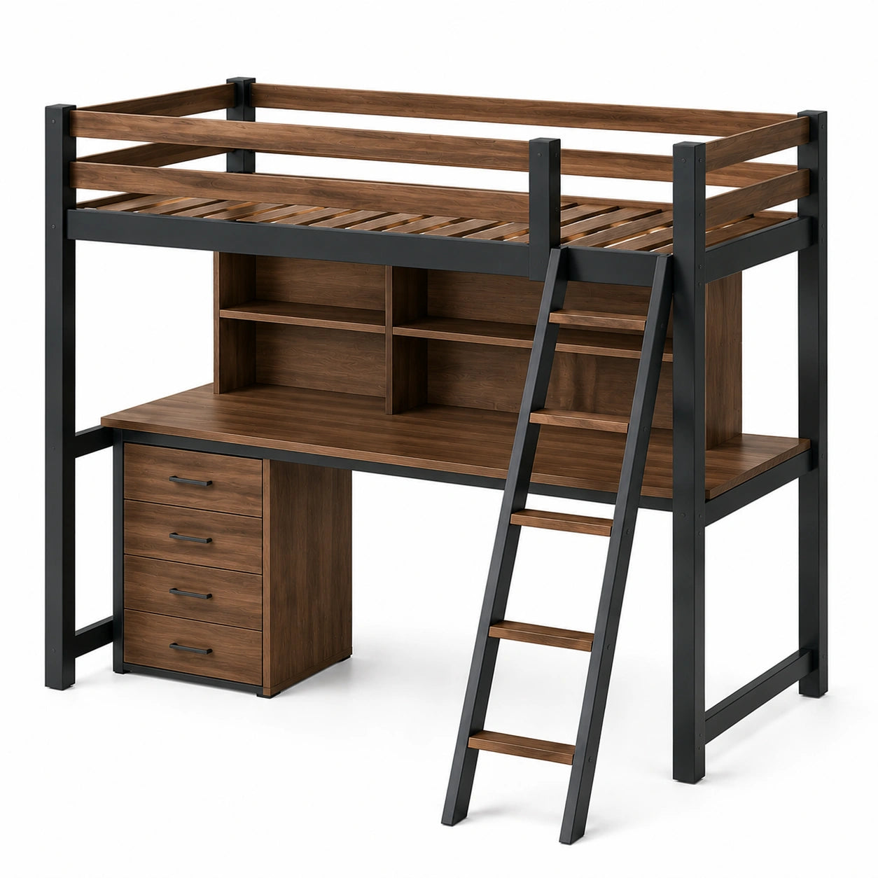 Set de Mesa Alta y 4 Sillas de Madera y Metal
