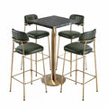 Juego de Mesa de Bar Cuadrada con Taburetes de Cuero Marrón