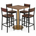 Conjunto de Mesa y 4 Taburetes de Metal y Madera, Negro y Madera