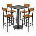Conjunto de Mesa Alta Redonda de Madera y Metal con 4 Sillas