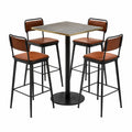 Conjunto de Mesa Cuadrada y 4 Taburetes de Madera y Metal Negro
