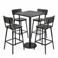 Conjunto de Mesa Alta y Sillas de Madera Oscura y Metal Negro
