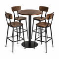 Juego de comedor alto 5 piezas de madera y metal con sillas de cuero sintético