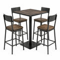 Conjunto de Mesa Alta Redonda con Taburetes de Madera y Cuero Sintético Verde