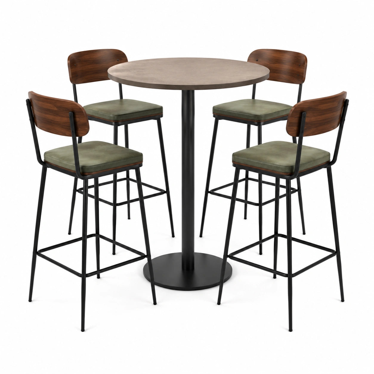 Conjunto de mesa alta y 4 sillas de MDF y metal