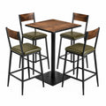 Conjunto de mesa y sillas altas de madera y metal