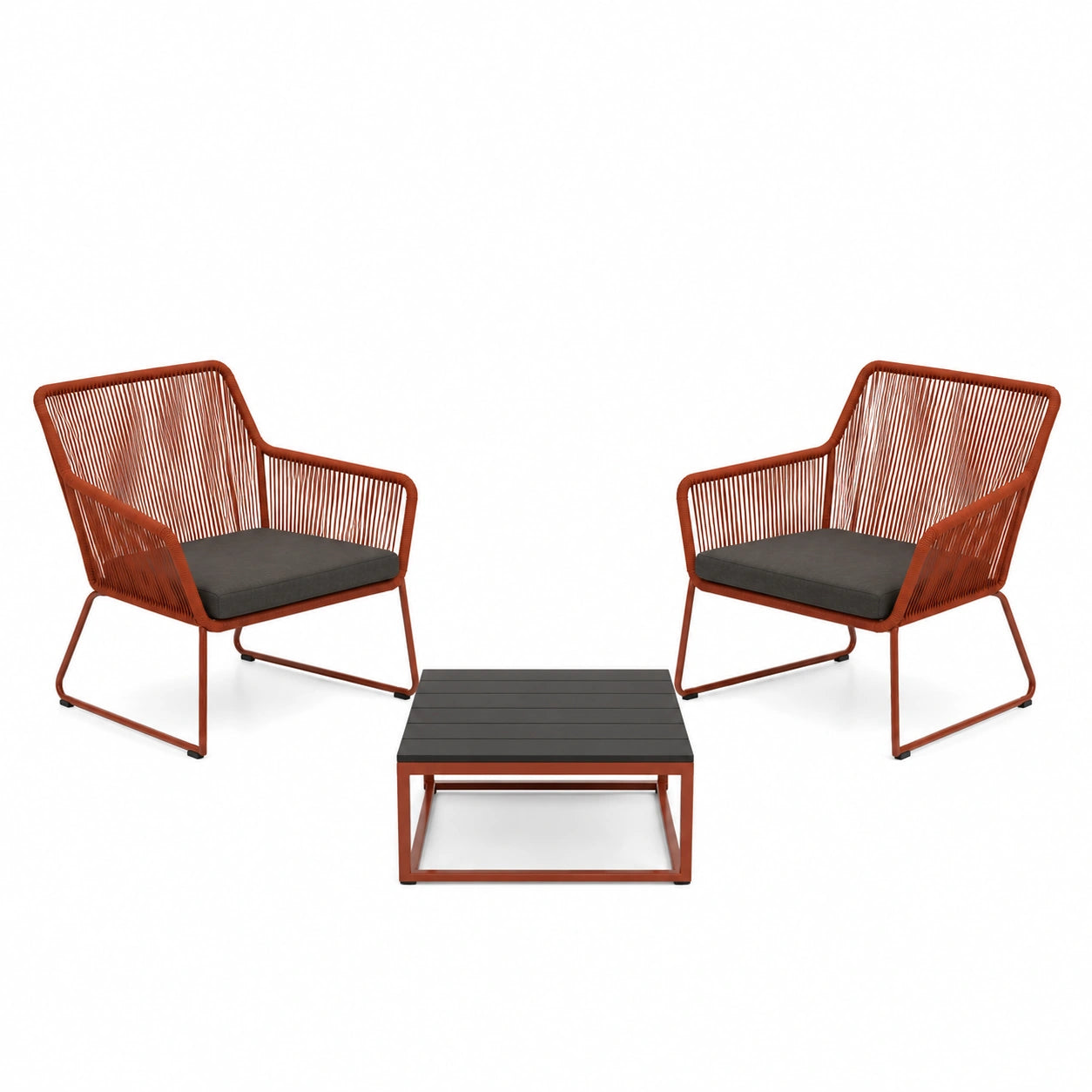 Conjunto de Sillas y Mesa de Acero y Madera para Jardín