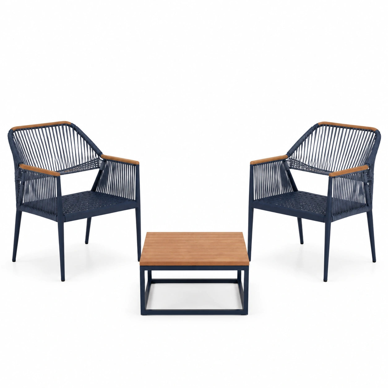 Conjunto de Muebles de Jardín con Sillas y Mesa de Acero y Madera