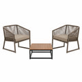 Conjunto de muebles de exterior de aluminio y cuerda con cojines azules