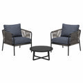 Conjunto de Jardín de Aluminio y Madera con 2 Sillones