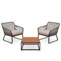 Conjunto de Exterior: 2 Sillones y Mesa de Centro de Aluminio y Cuerda