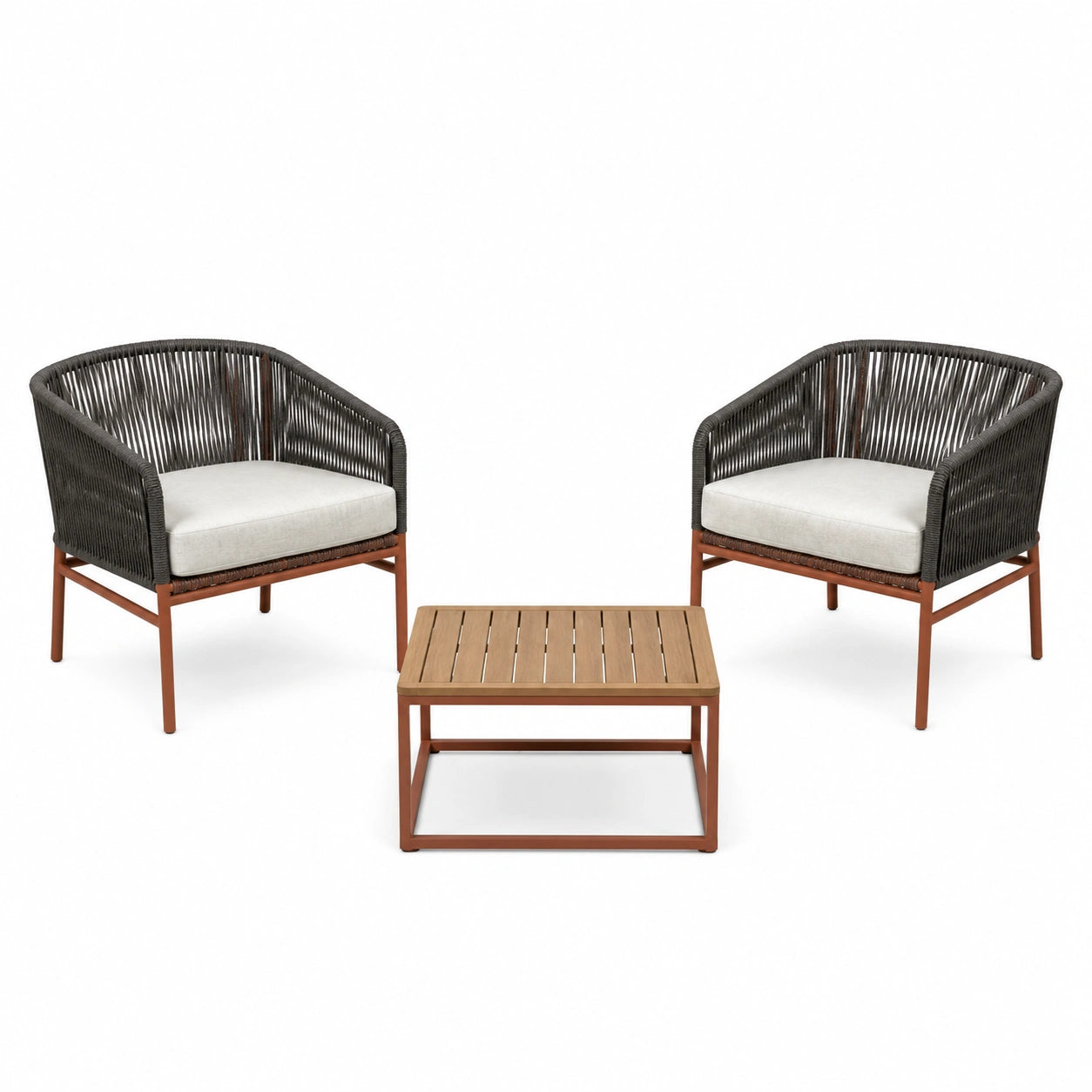Set de muebles de jardín con sillas y mesa de acero y acacia