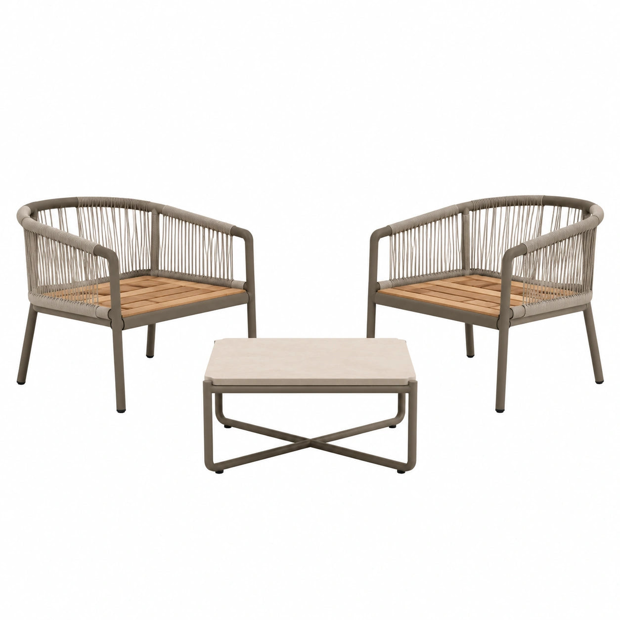 Conjunto de Jardín con Sillas y Mesa de Aluminio y Madera de Teca