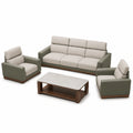 Conjunto de Sofás 3+1+1 Beige/Marrón Tela/Madera