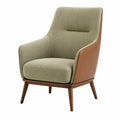 Sillón de cuero PU y tela de poliéster con patas de madera