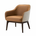 Sillón de cuero sintético verde con patas de madera