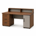 Escritorio de MDF con Estantes y Cajones Gris y Arena 150x60x100 cm