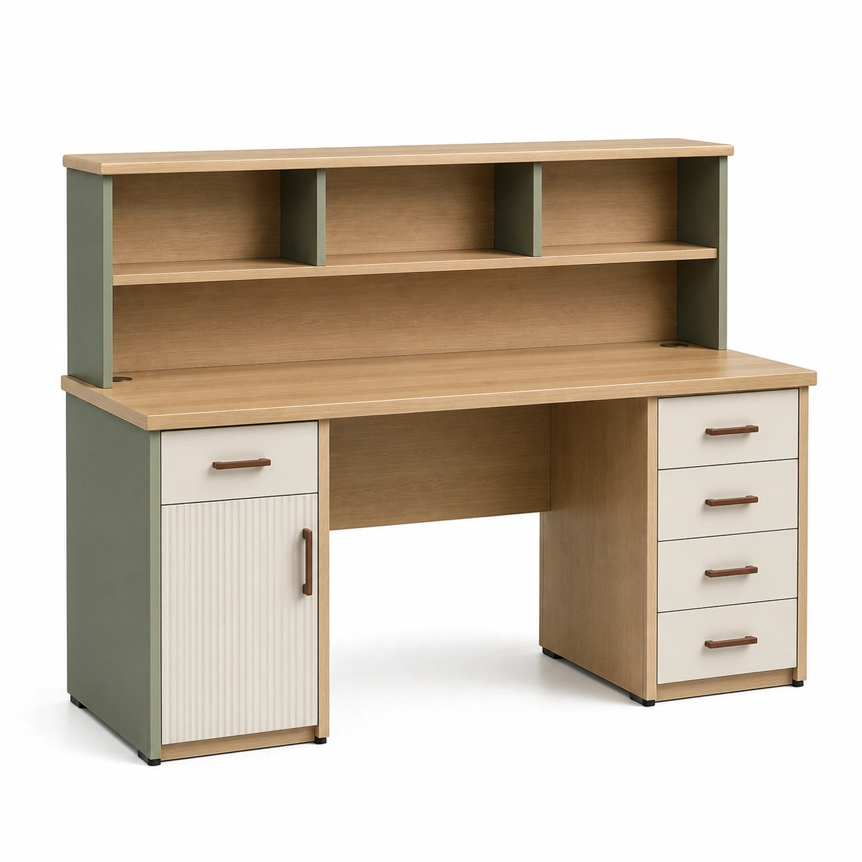 Escritorio de Madera Compuesta con Almacenamiento Marrón/Beige