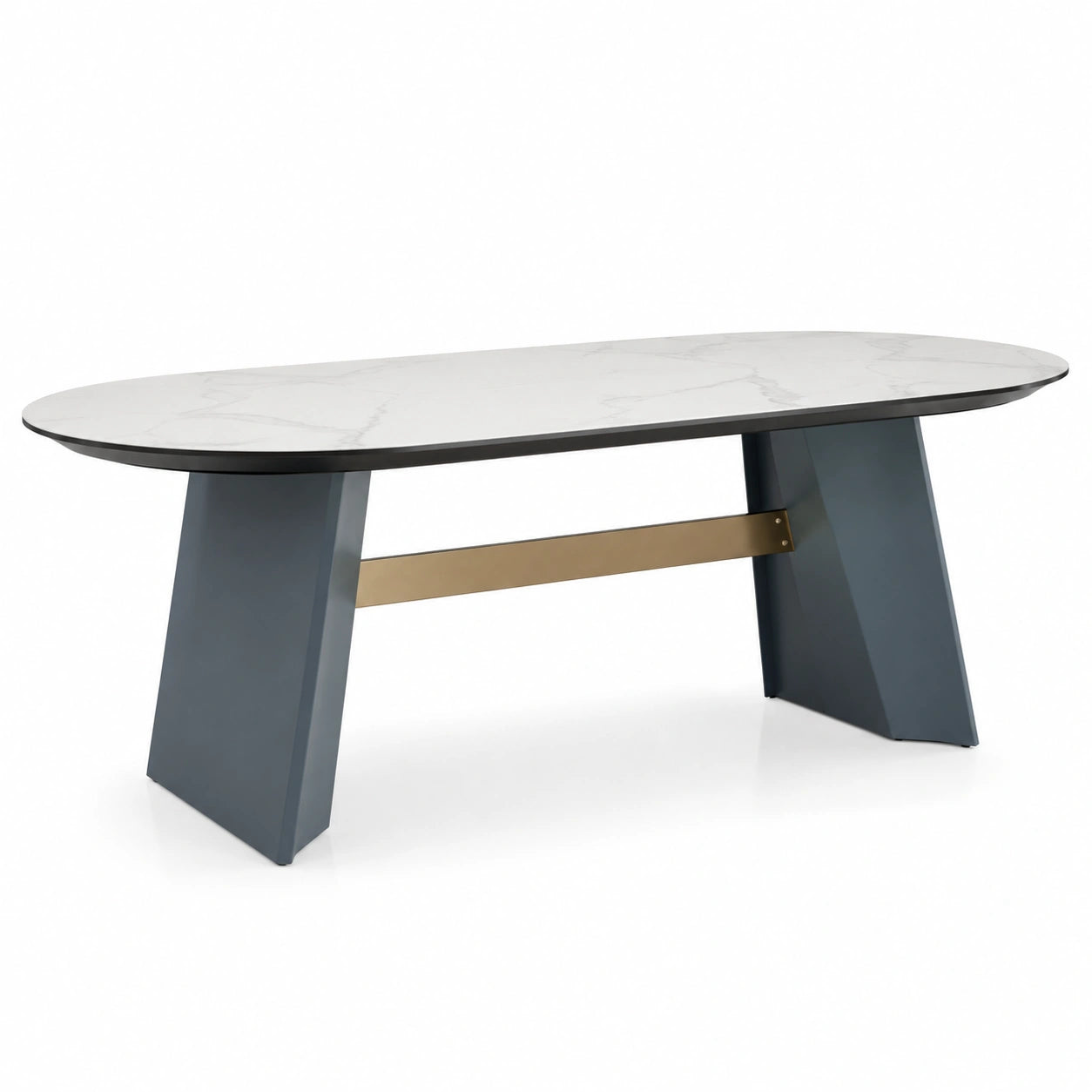 Mesa de comedor con tapa de mármol y base de madera 200x100x75 cm