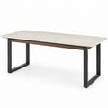 Mesa de Comedor Rectangular de MDF y Acero con Detalles en Madera Color Beige