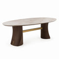 Mesa de comedor de mármol travertino y madera 200 cm