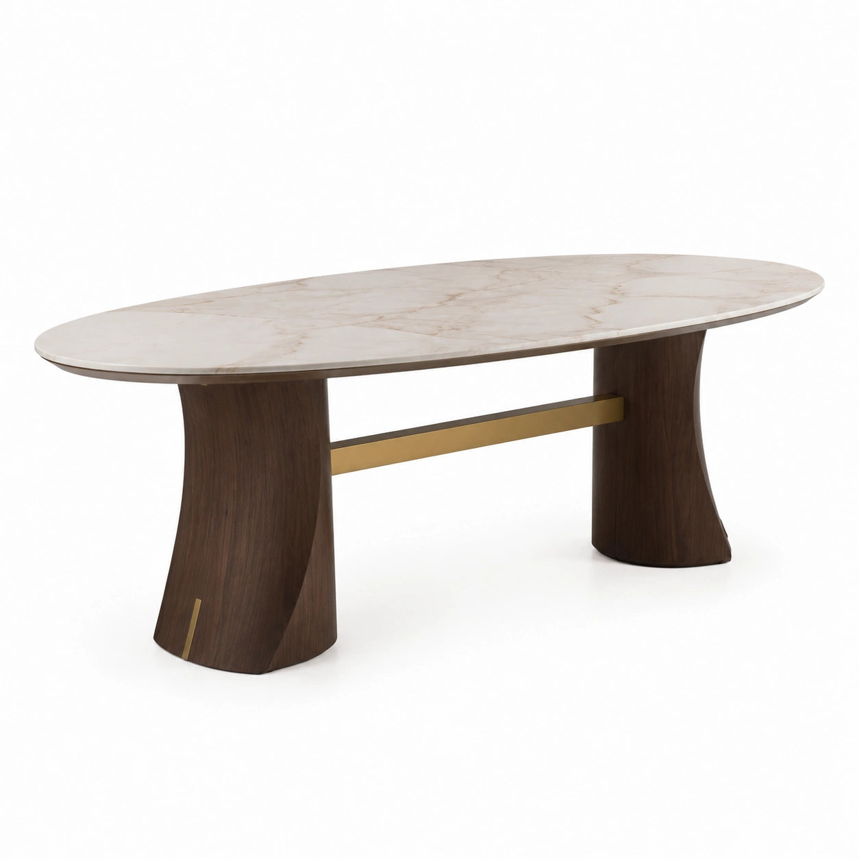 Mesa de comedor de mármol travertino y madera 200 cm