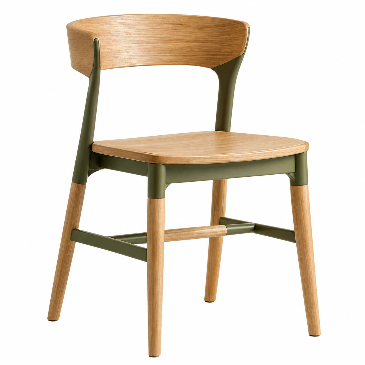 Silla de Madera Contrachapada y Metal Verde y Marrón