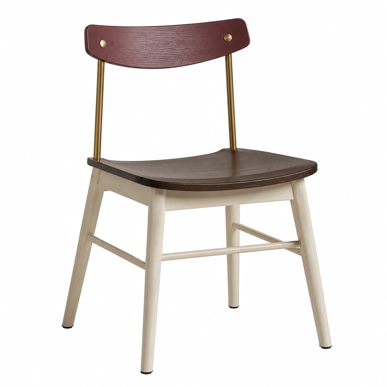 Silla de madera y metal negro y blanco