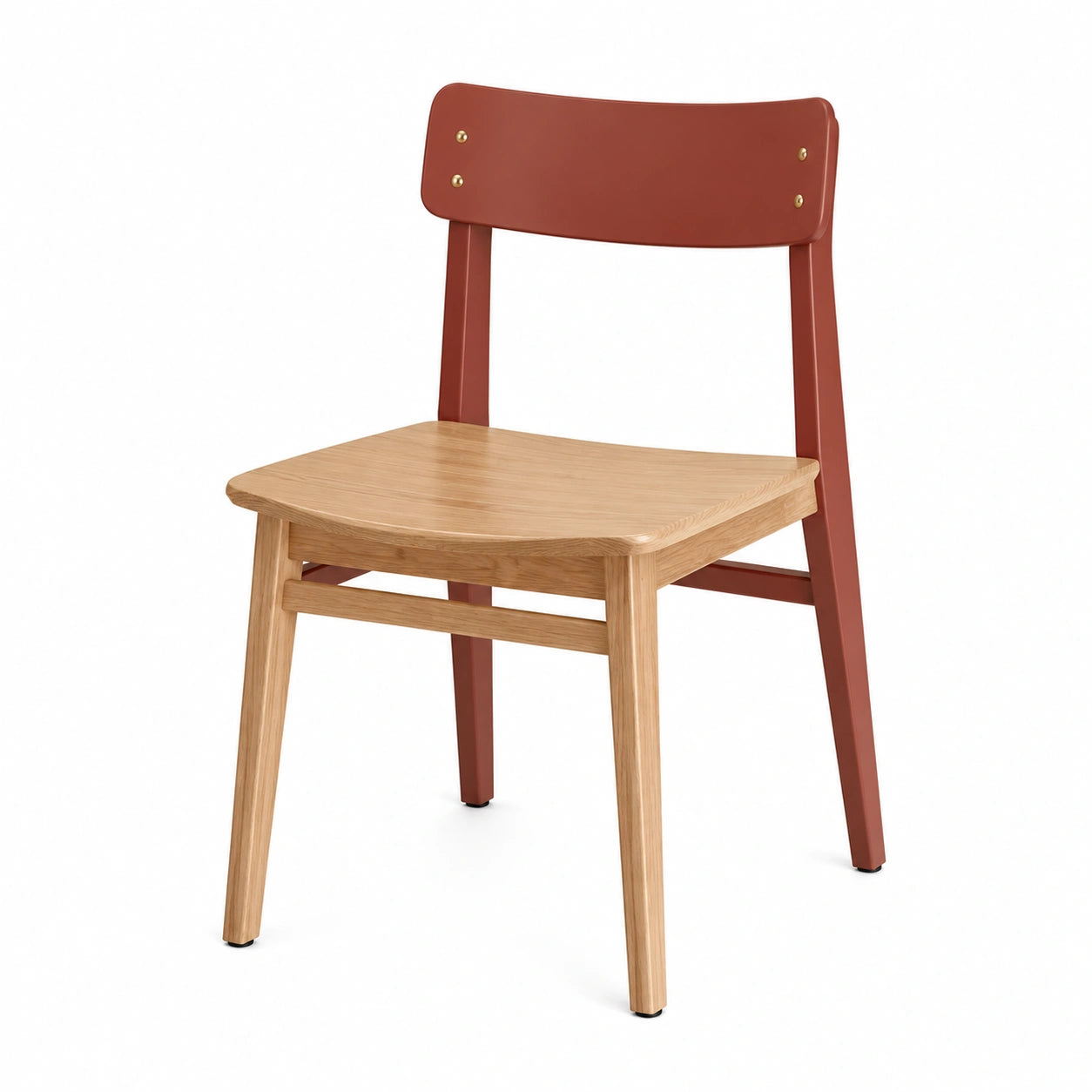 Silla de madera y metal con acabado verde y roble