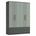 Armario de Madera MDF Azul y Beige con 3 Puertas y 2 Cajones