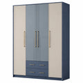 Armario de MDF Azul con 4 Puertas y 2 Cajones 120x200x60 cm