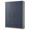 Armario de madera con 2 puertas y 2 cajones beige y azul