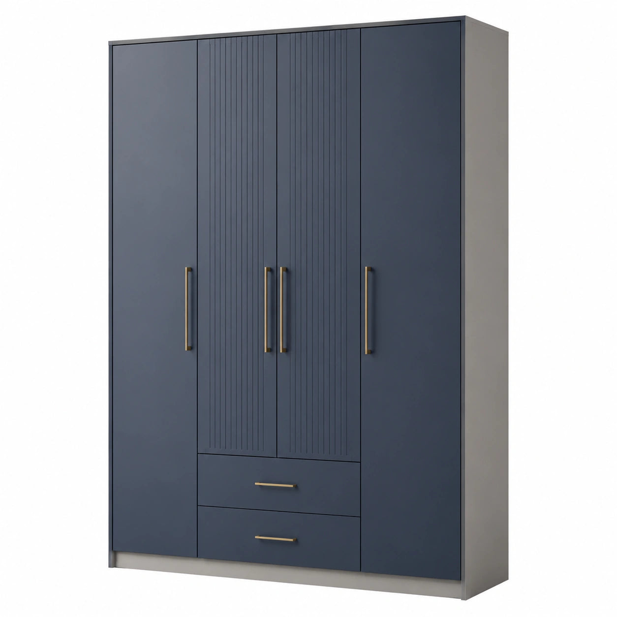 Armario de madera con 2 puertas y 2 cajones beige y azul