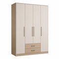Armario de MDF con Cuatro Puertas y Dos Cajones Azul y Crema 180x200x60 cm