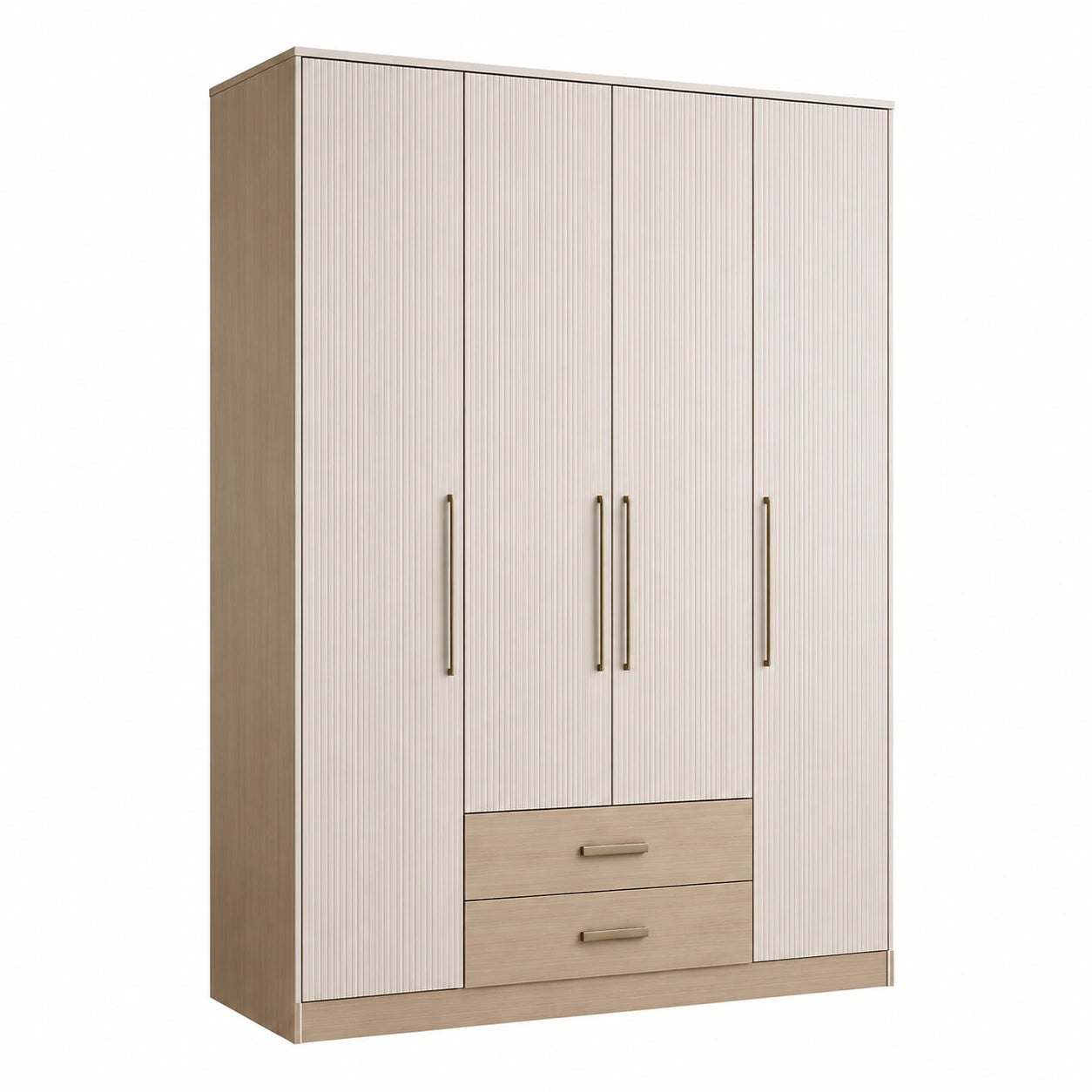 Armario de MDF con Cuatro Puertas y Dos Cajones Azul y Crema 180x200x60 cm