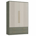 Armario de 4 puertas con cajones de MDF y madera contrachapada 200x160x60 cm