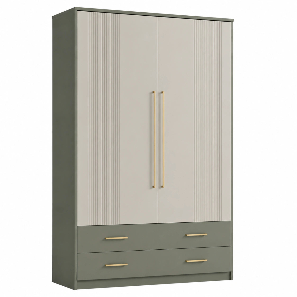 Armario de 4 puertas con cajones de MDF y madera contrachapada 200x160x60 cm