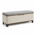 Banco de Madera con Asiento de Tela Beige y Almacenamiento