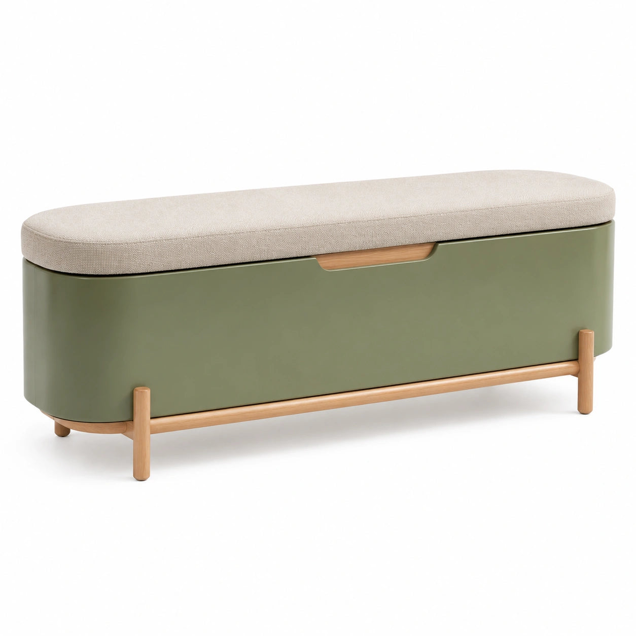 Banco de Madera con Asiento Acolchado Beige